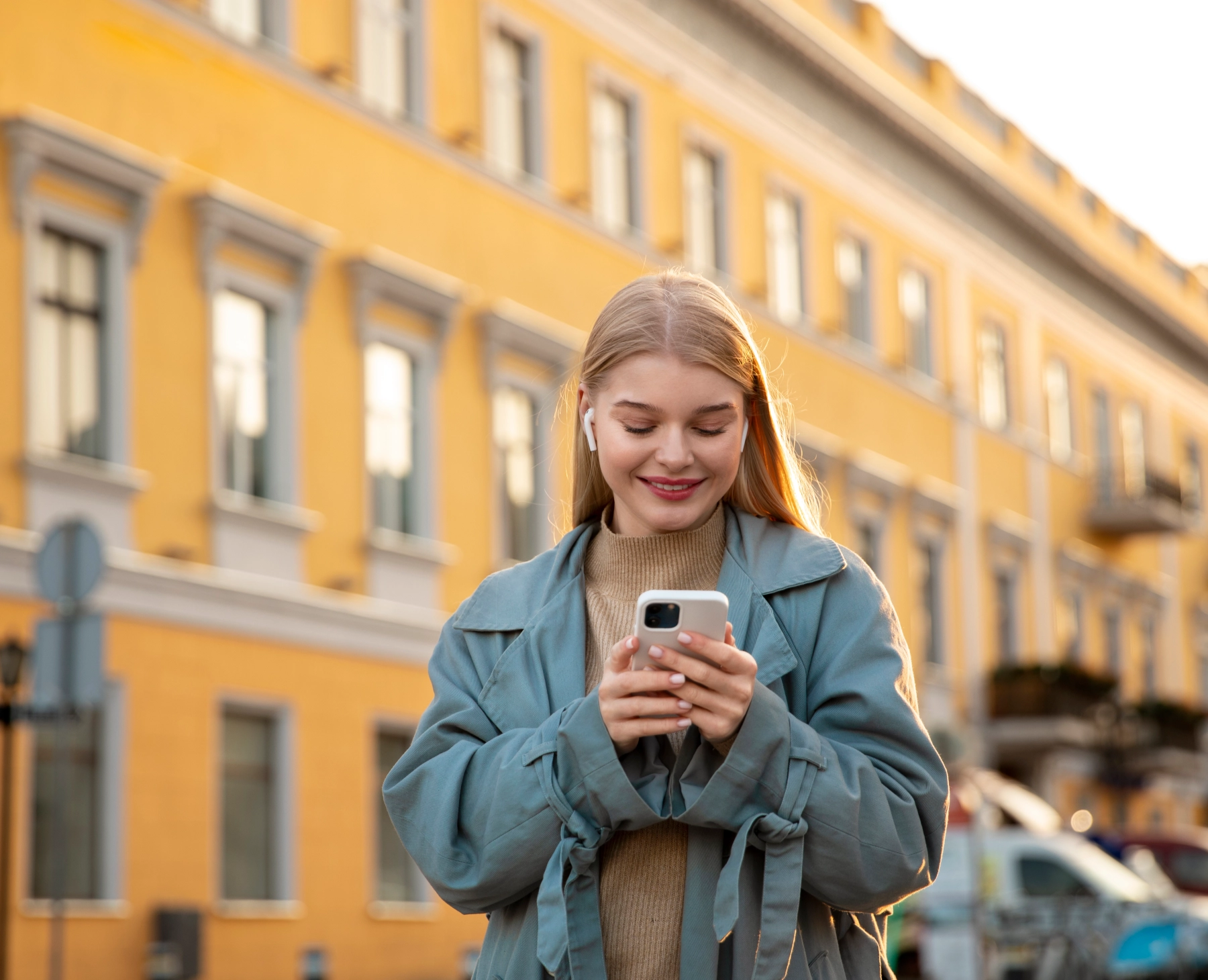 Traveller using mobile phone